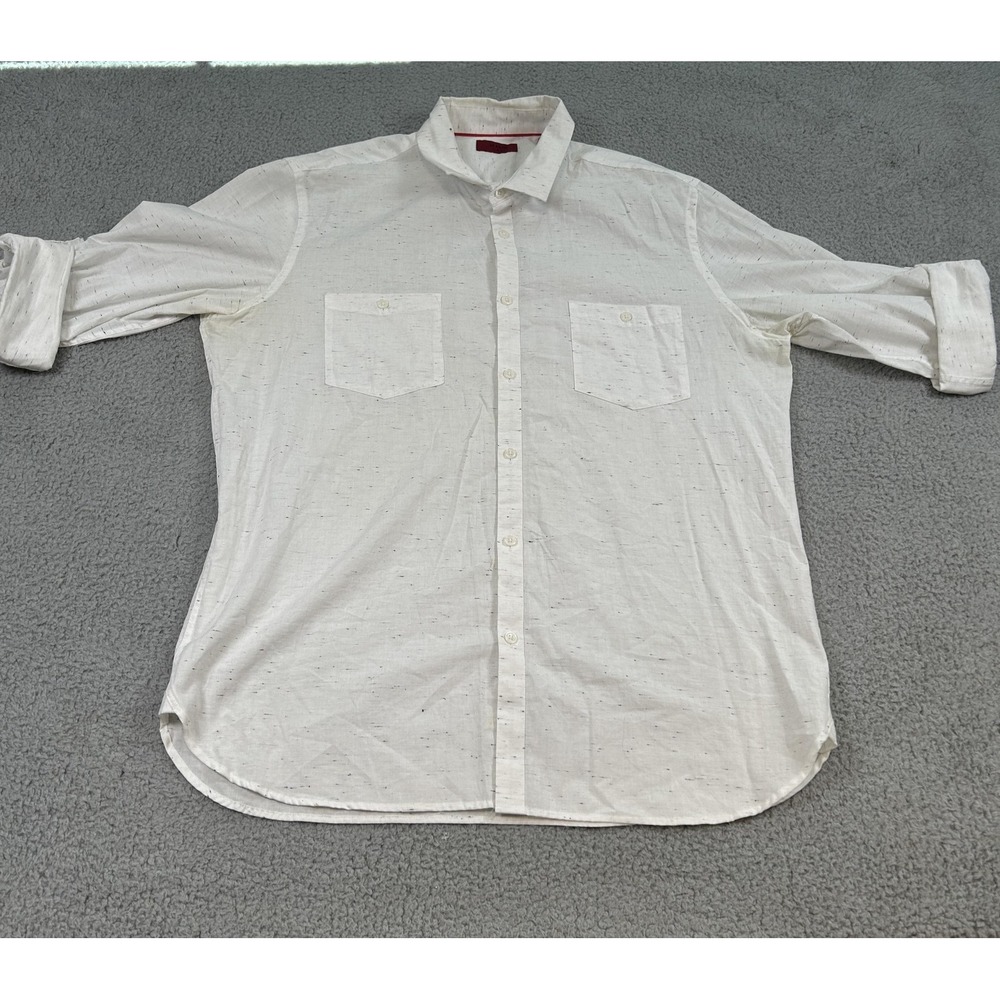 Alfani Shirt Mens XLarge Slim Fit Button Up Dress Casual Pockets‎ Fleck Pattern